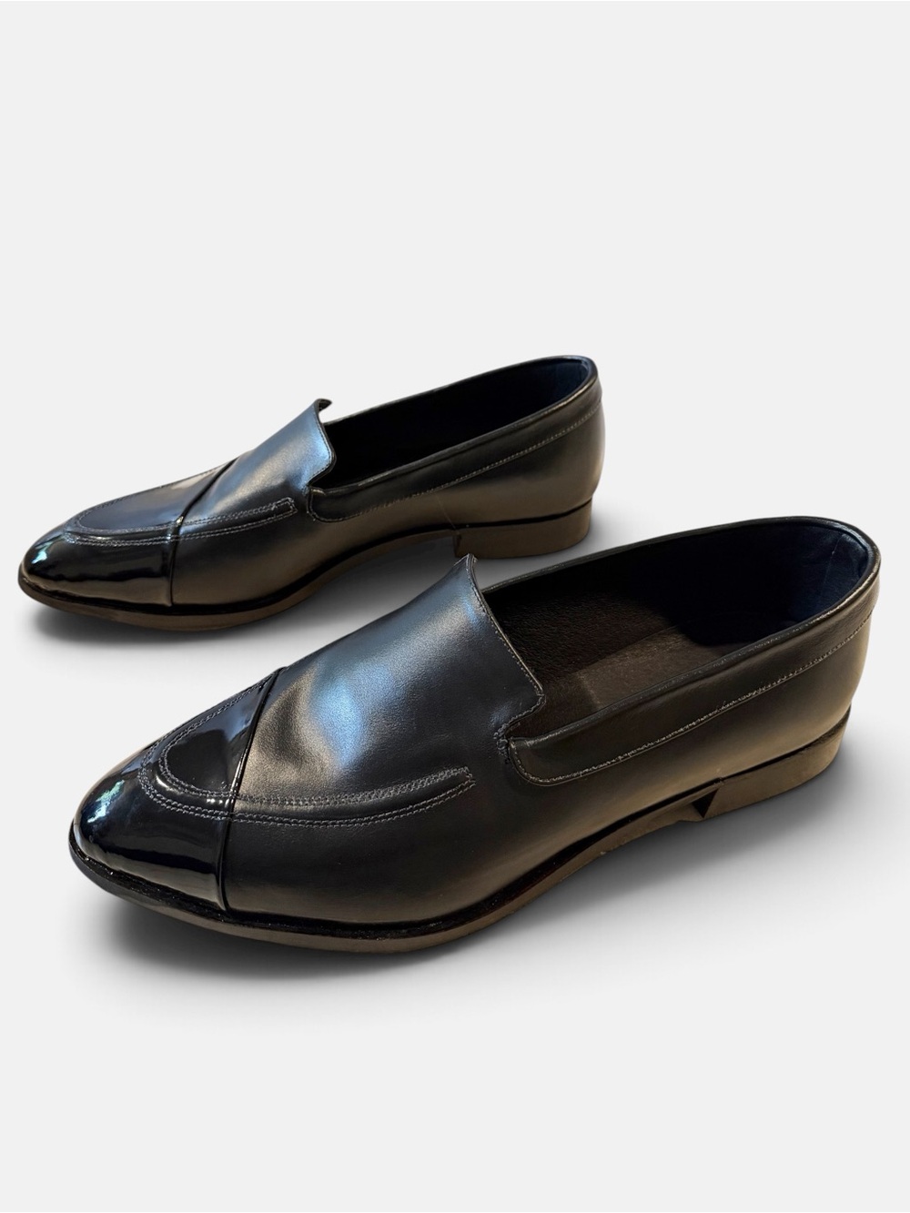 Katz & Birds Berlin Black Leather Patent Moccasin Loafers EU 42 Handmade - Picture 6 of 12